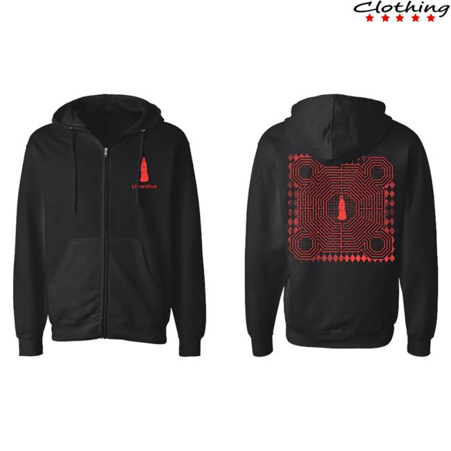 Official Slowdive Merch Album Zip Popover Sweatshirt Black