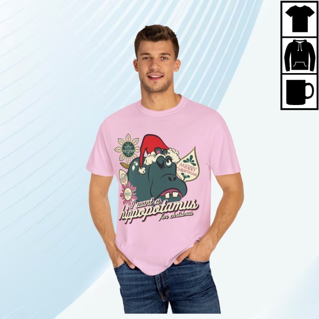 Thequirkymouse Hippo Christmas Comfort Colors Tee Tee