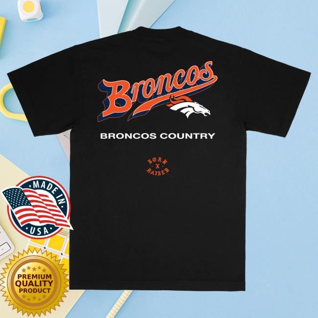 Official Born X Raised + Broncos Pro Script Hoodie: Black NFL 2025 Kickoff