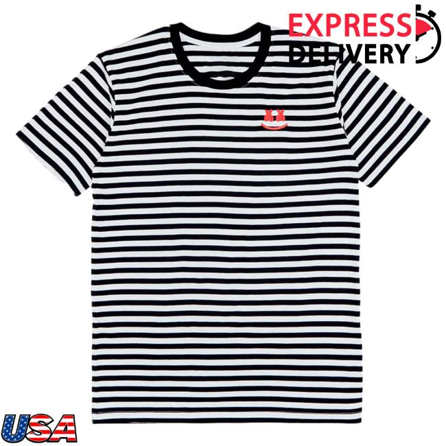 Official Marshmello Merch Store Marshmello Striped Smile T Shirt Marshmello Apparel Clothing Shop Marshmello