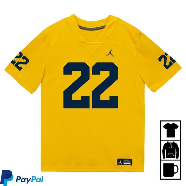 The M Den Michigan Wolverines #22 Elijah Dotson Student Athlete Maize Football Jersey T Shirt