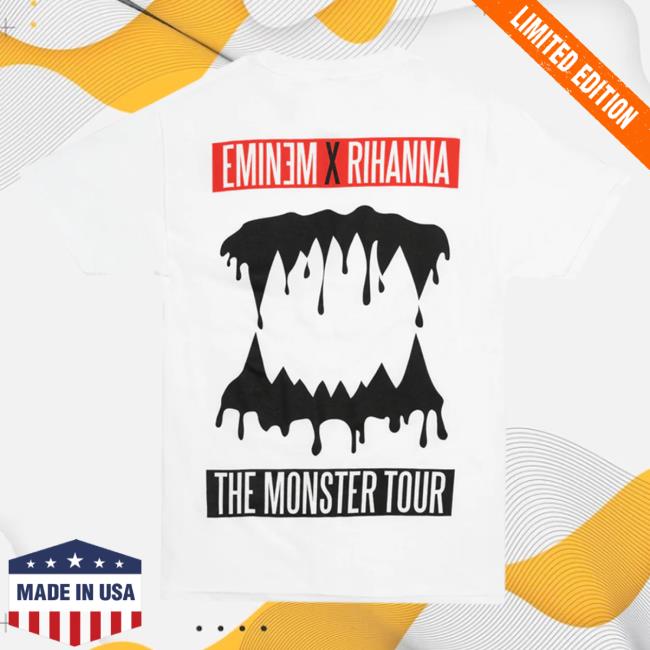 Eminem Slim Shady Clothing Shop Store Eminem X Rihanna The Monster Tour Teeth Grin Tee White SlimShady Merch