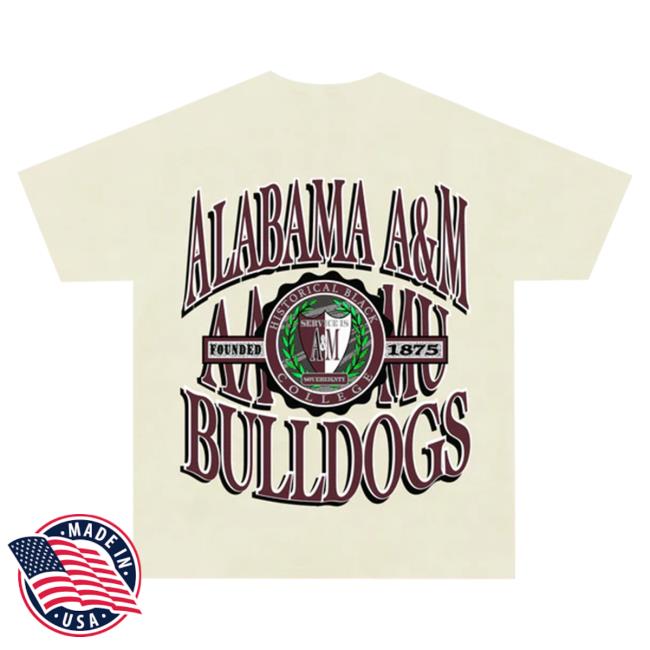 Official Black College Union Alabama A&M Retro 90S Crest T Shirt Ivory [Aamu]