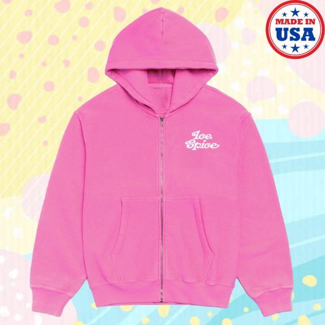 Official Ice Spice Merch Store Verdy x Ice Spice "Big Guy" Zip Hooded Sweatshirt - Pink
