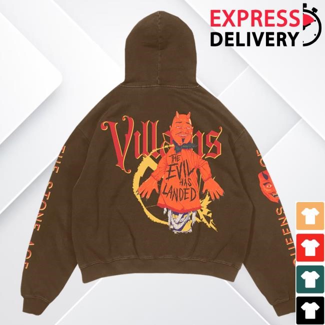 Official Queens Of The Stone Age The Evil Has Landed Brown Attractive Hoodie Qotsa