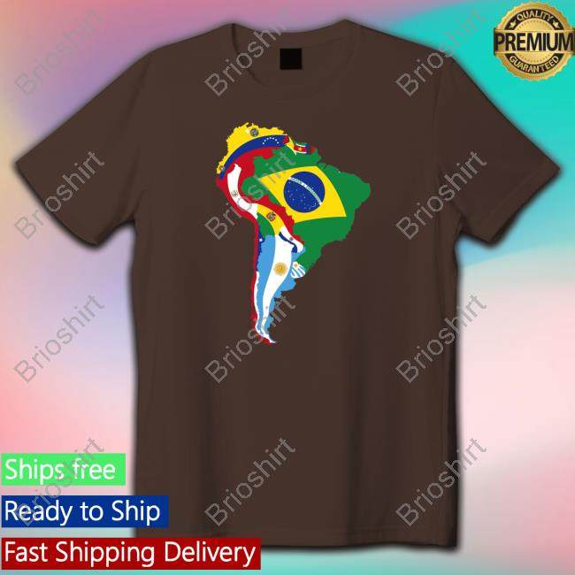 South America Flag Map Long Sleeve Tee Shirt