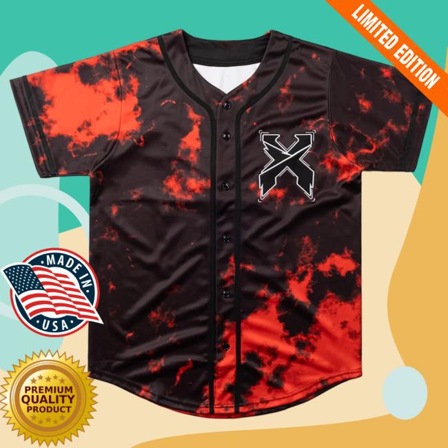 Official Excision Merch Headbanger Tie Dye Baseball Jersey New Shirt Red