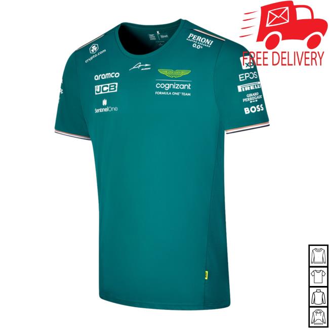 Official Formula1 F1 Store Merch Shop Aston Martin Aramco Cognizant F1 2023 Official Fernando Alonso Team Driver Shirt F1store
