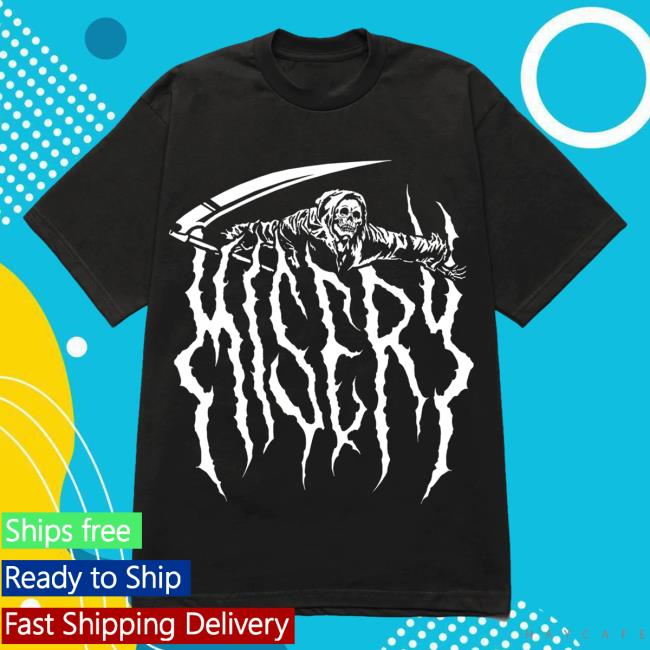 Official Misery Worldwide Death Reaper Graphic Print Black Tee Shirt