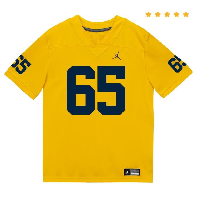 Michigan Wolverines #65 Andrew Babaola Student Athlete Maize Football Jersey Hot Shirt The M Den Shop