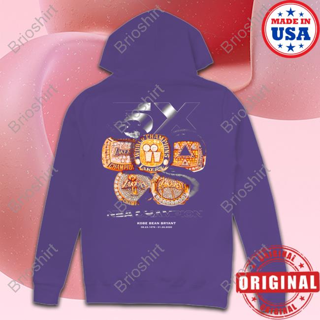 Official 5X Champion Kobe Bean Bryant Tee Los Angeles Lakers 5X Champion Kobe Bean Bryant Tee