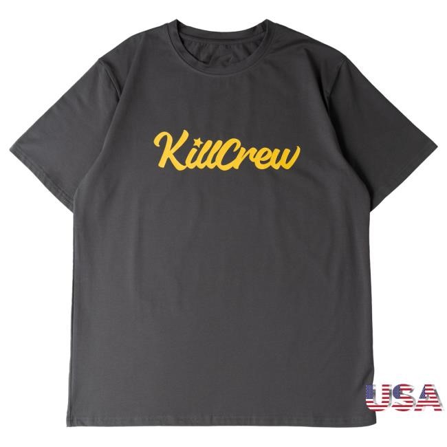 Official Kill Crew Apparel Clothing "Script" Tee - Grey / Gold KillCrew Shop