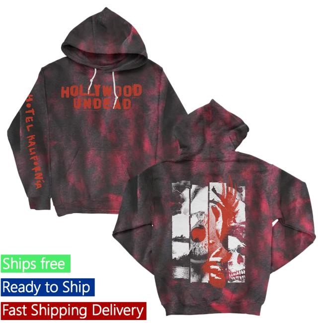 Official Hollywood Undead Merch Store HK Evil Skull Pull Over Hoodie (Black/Red Crystal Dye) HollywoodUndead