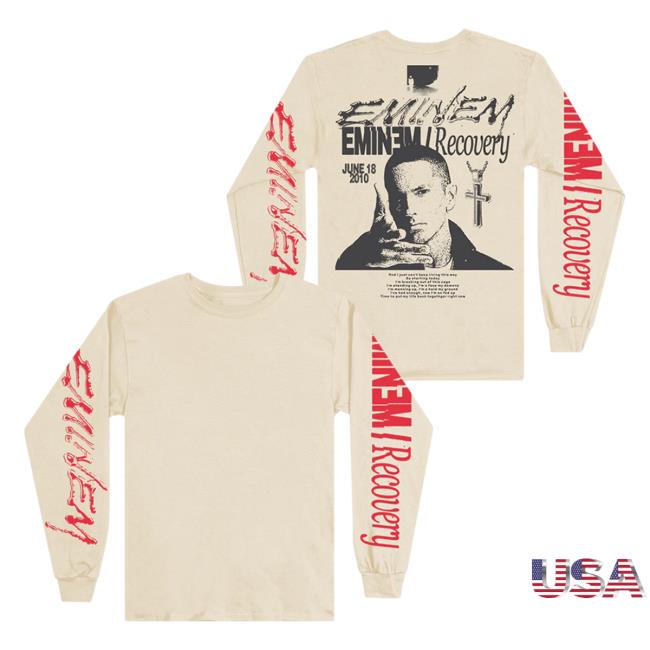 Eminem Slim Shady Clothing Shop Store Recovery Long Sleeve Shirt 2023 Cream SlimShady Merch