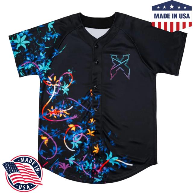 Official Excision Merch Excision Floral Baseball Jersey (Black) T-Shirts