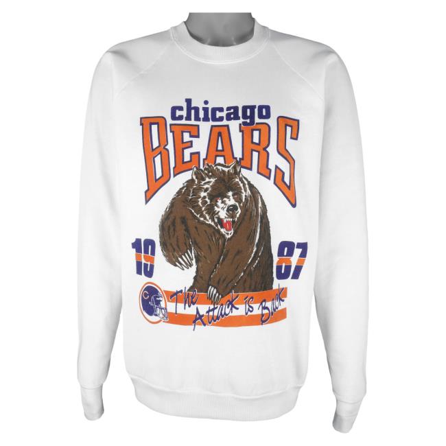 Official Vintage Club Clothing (Fruit Of The Loom) - Chicago Bears The Attack Is Back Crewneck 1987 X-Large