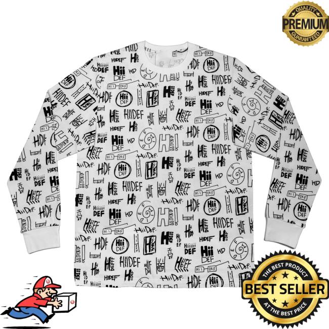 Official Hii-Def White Multi Logo Print Long Sleeve Tees
