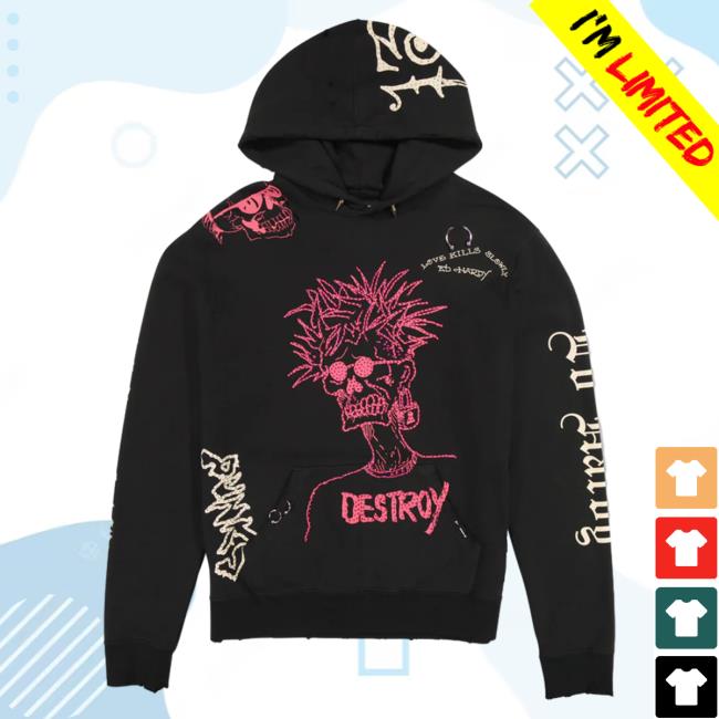 Official Ed Hardy Merch Store Destroy Skele Popover Sweatshirt EdHardy Apparel Clothing Shop