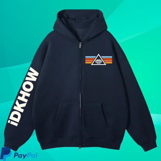 Official I Dont Know How But They Found Me Idkhow Store Idkhow Merch Triangle Eye Stripes Navy Zip Hooded Sweatshirt