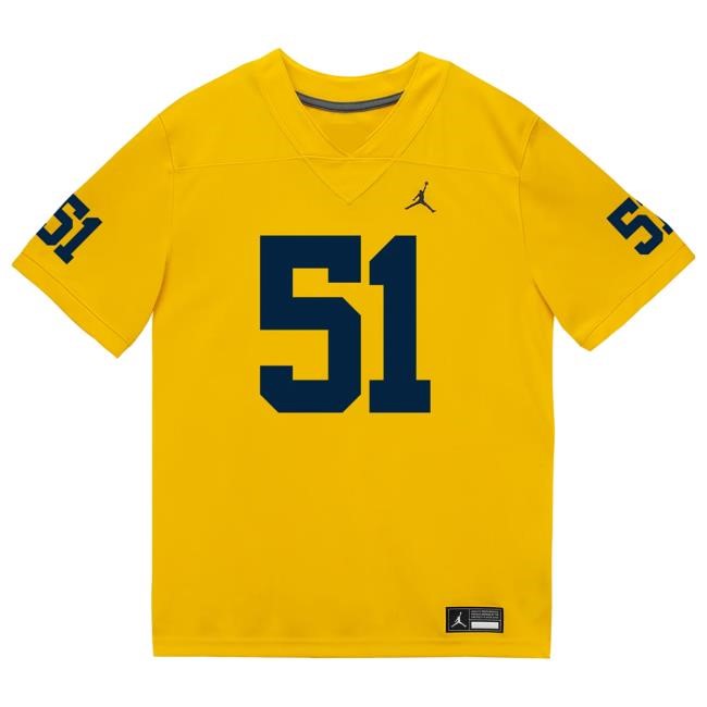 The M Den Michigan Wolverines #51 Greg Crippen Student Athlete Maize Football Jersey T Shirt