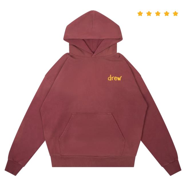 Official Drew House Merch Store Shop Scribble Attractive Hoodie Faded Maroon Drew House Apparel Clothing