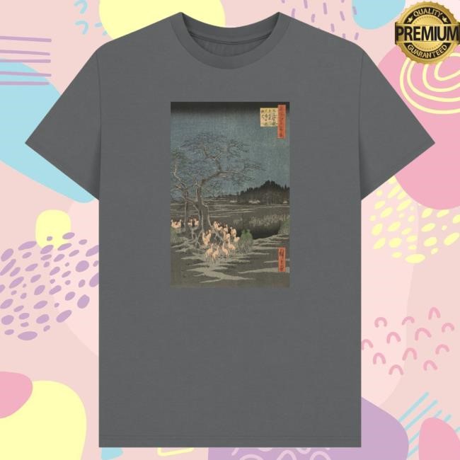 Hiroshige Foxfires on New Year's Eve Unisex Hot Shirt, Slate Grey British Museum Store Shop Official Store Shop