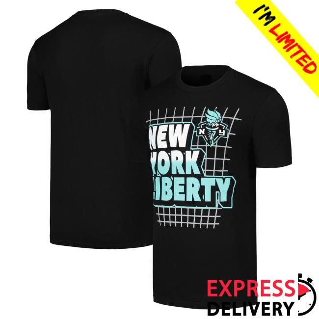 Official Ny Liberty Merch Store Unisex Stadium Essentials Black New York Liberty Spelled Out Shirt Ny Liberty Apparel Shop