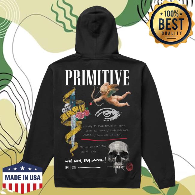 Official Primitive Skateboarding Apparel Clothing Merch Store Shop Don't Cry Guns N' Roses Hooded Sweatshirt Black