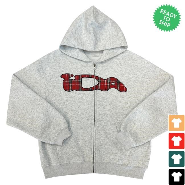 Official Ida Shop Plaid (Red) Zip Up Htr Grey Popover Hoodie Official Ida Shop Plaid (Red) Zip Up Htr Grey Hoodies