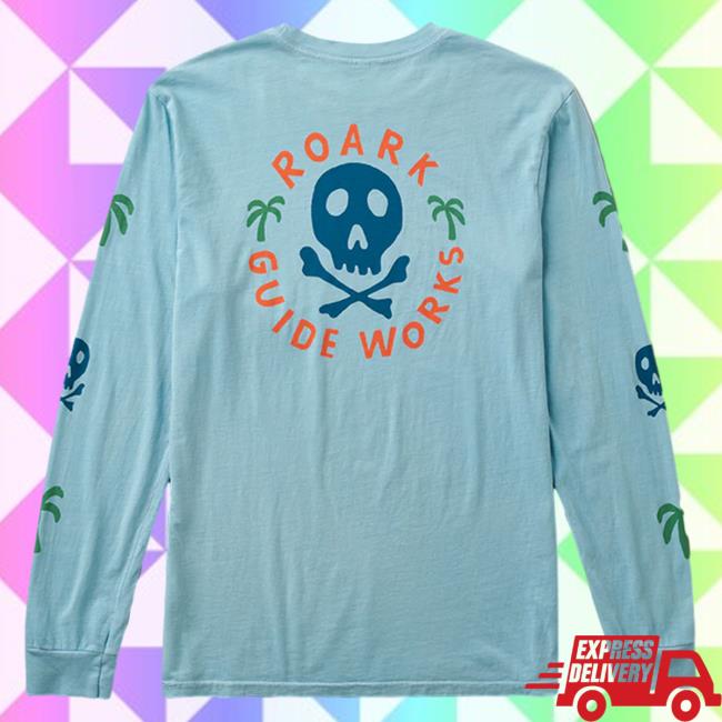 Official Roark Clothing Store Shop Guideworks Skull Long Sleeve T Shirt Light Blue