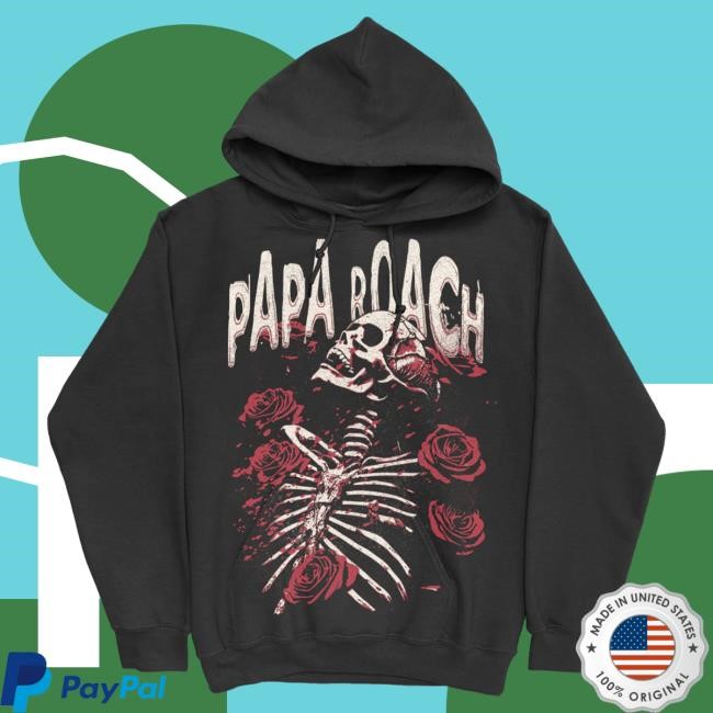 Official Papa Roach Merch Store Shop Skele Roses Sweatshirts (Black) Paparoach