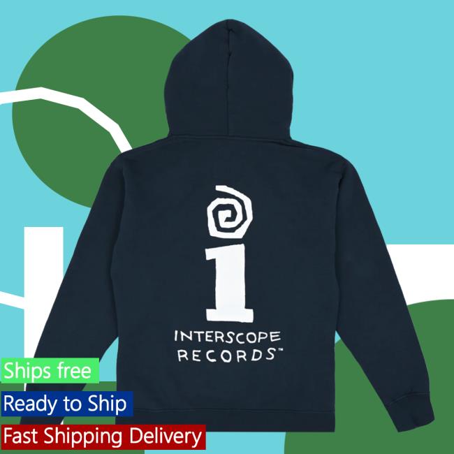 Official Interscope Records Label Crewneck Sweatshirt Navy And White