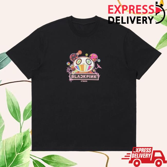 Official Takashi Murakami X Blackpink Pandakashi Logo Tshirt (Black)