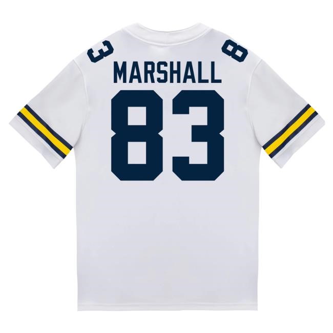 The M Den Michigan Wolverines #83 Zack Marshall Student Athlete White Football Jersey Shirt