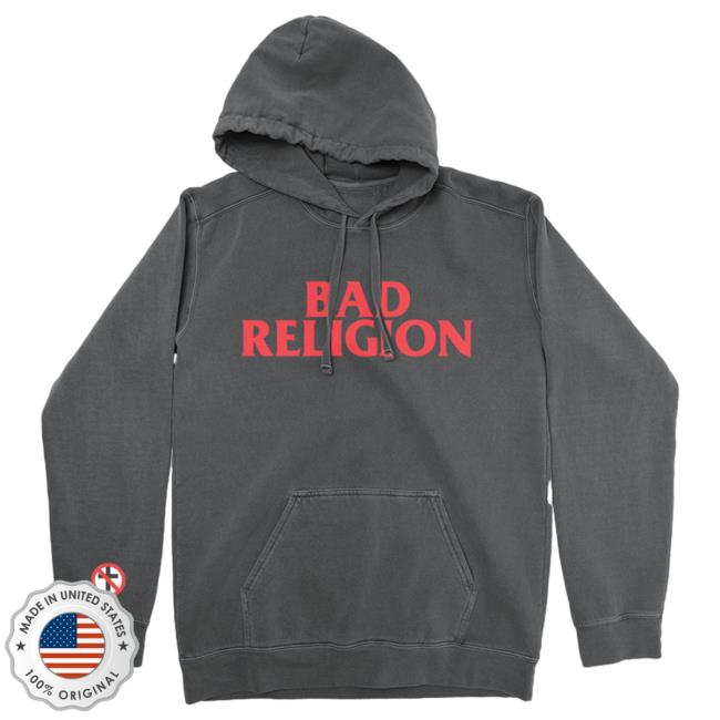 Official Kings Road Merch Store Bad Religion Logo Popover Hoodie (Granite) BadReligion Kings Road Shop