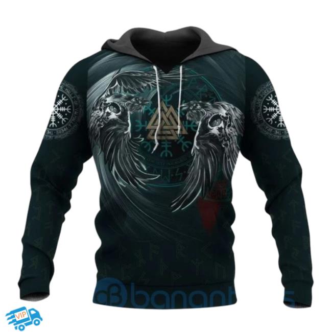 Official Banantees Yin Yang Raven Valknut Viking Tshirt All Over Printed 3D