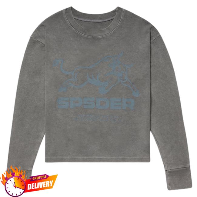 Official Sp5der Clothing Apparel Sp5der Grey Bull Thermal LS Tee Sp5der Merch Store Shop