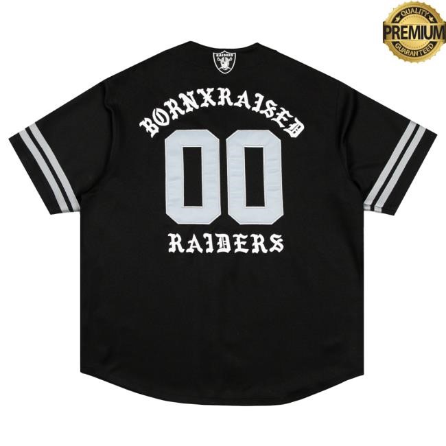 Unisex Las Vegas Raiders Born x Raised Black Baseball Fashion Jersey Tshirt NFL Shop Store